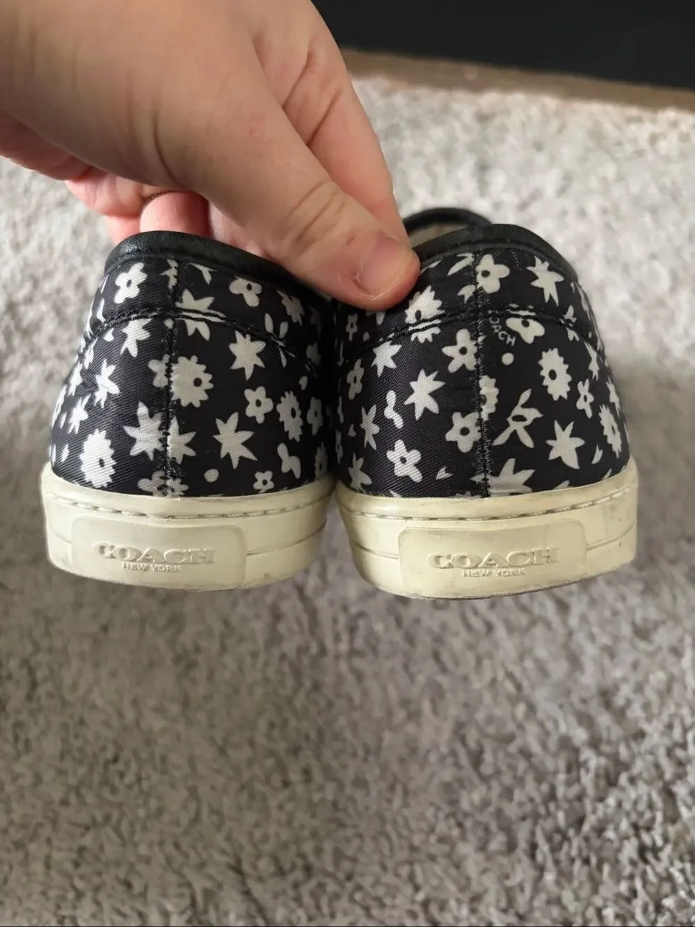 Coach Women’s Slip-On Sneaker Floral Leather Trim Shoes Size 8 G2680